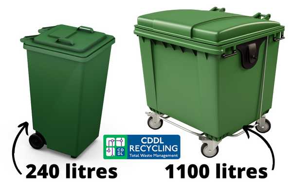 Bin sizes showing 2 types of bin sizes | waste management Kent